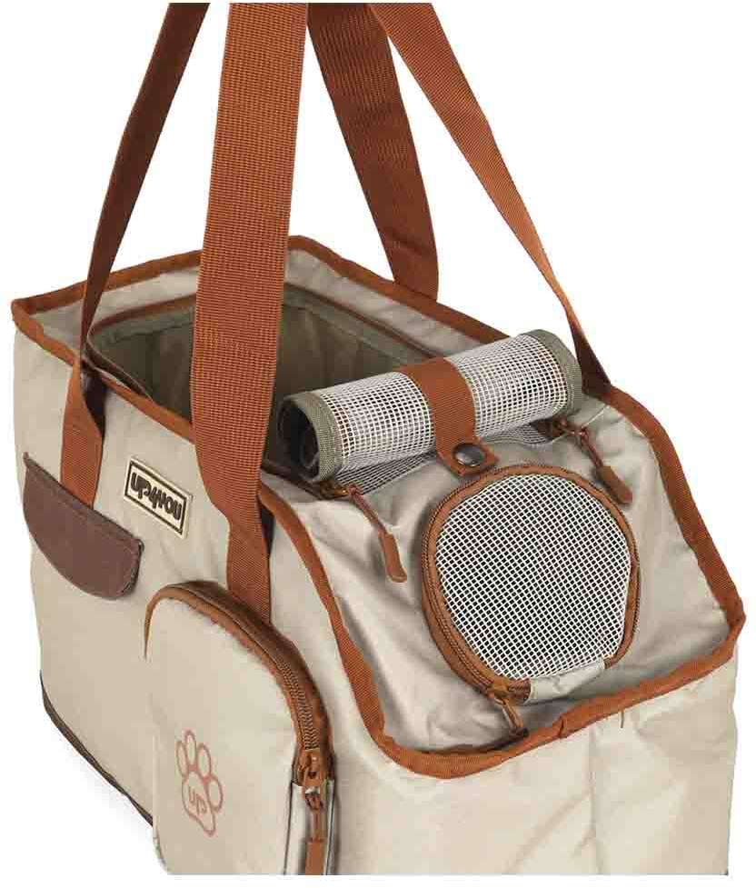 Bolsa de Transporte Pequena Up4you Plush Bege para Cães e Gatos - Tam. Único