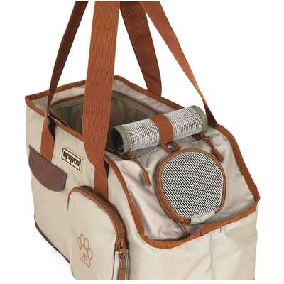 Bolsa de Transporte Pequena Up4you Plush Bege para Cães e Gatos