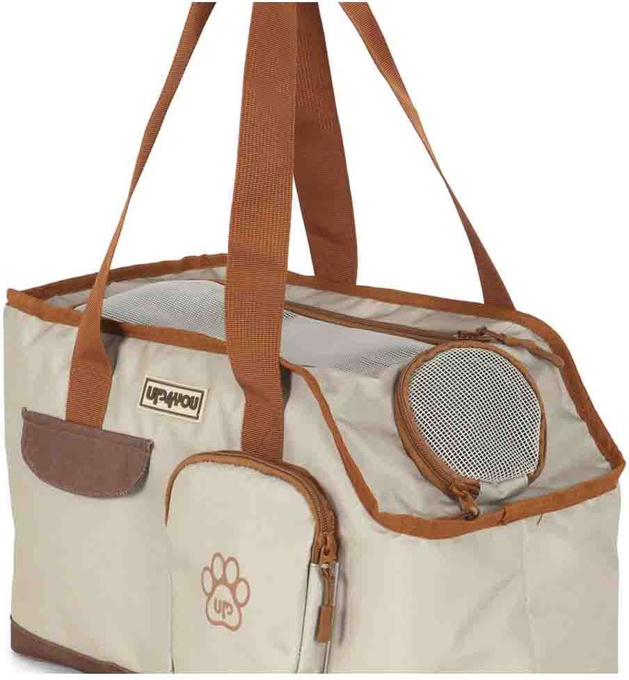 Bolsa de Transporte Pequena Up4you Plush Bege para Cães e Gatos - Tam. Único