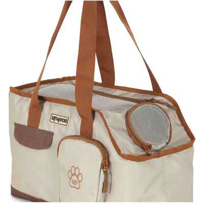 Bolsa de Transporte Pequena Up4you Plush Bege para Cães e Gatos