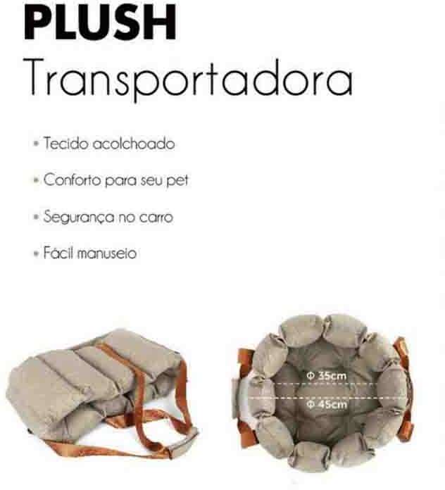 Bolsa Transportadora Up4you Plush Bege para Cães e Gatos - Tam. Único