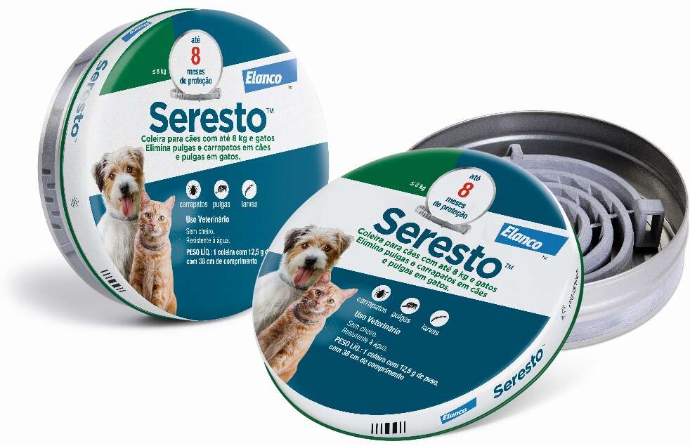 Coleira Antipulgas e Carrapatos Seresto para Cães e Gatos até 8Kg - Tam. P