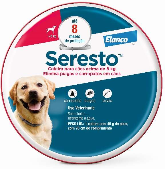 Coleira Antipulgas e Carrapatos Seresto para Cães acima de 8Kg - Tam. G