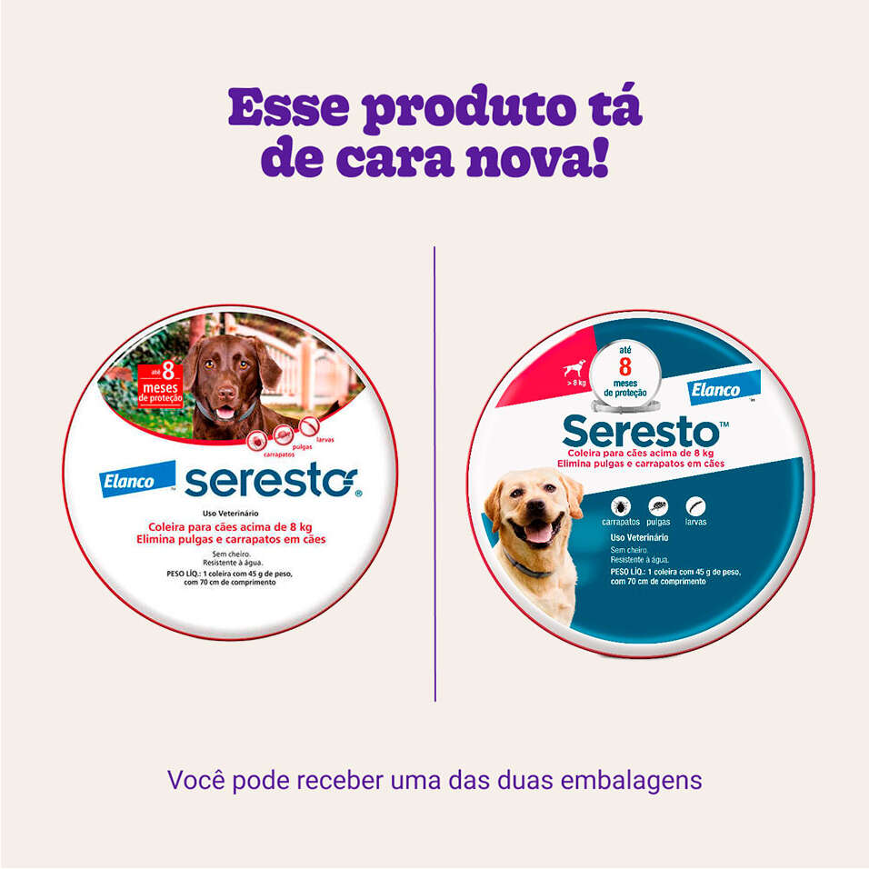 Coleira Antipulgas e Carrapatos Seresto para Cães acima de 8Kg - Tam. G