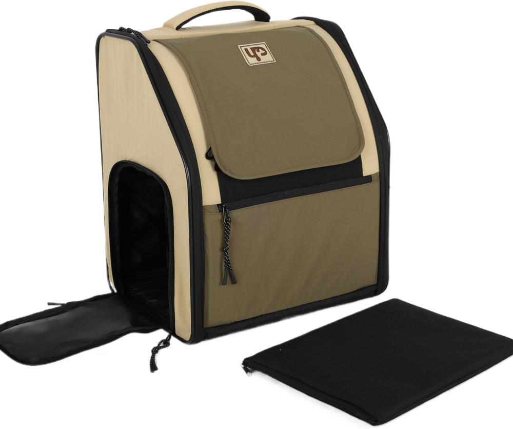 Mochila de Transporte Abertura Dupla Up4you Camp Bege para Cães e Gatos - Tam. Único