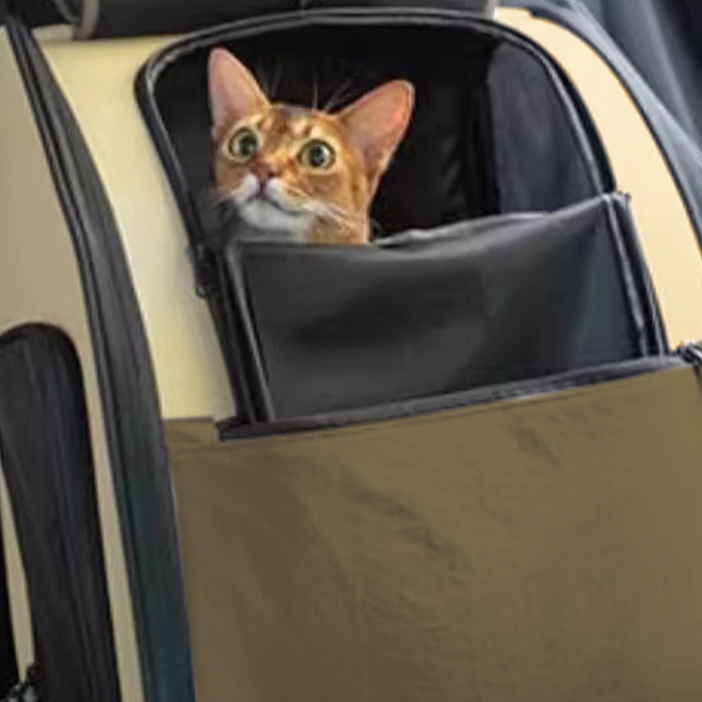 Mochila de Transporte Abertura Dupla Up4you Camp Bege para Cães e Gatos - Tam. Único