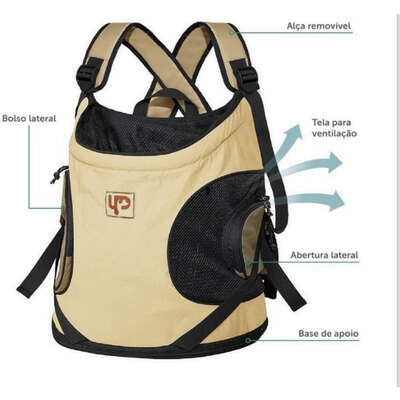 Mochila de Transporte Canguru Up4you Camp Bege para Cães e Gatos”