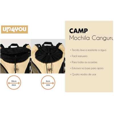 Mochila de Transporte Canguru Up4you Camp Bege para Cães e Gatos”