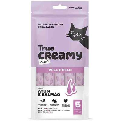 Petisco Cremoso True Creamy Care Pele & Pelo Sabor Atum e Salmão para Gatos