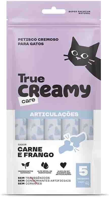 Petisco Cremoso True Creamy Care Articulações Sabor Carne e Frango - 1 Pacote (5 Unidades)