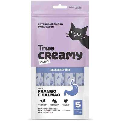 Petisco Cremoso True Creamy Care Digestão Sabor Salmão e Frango para Gatos
