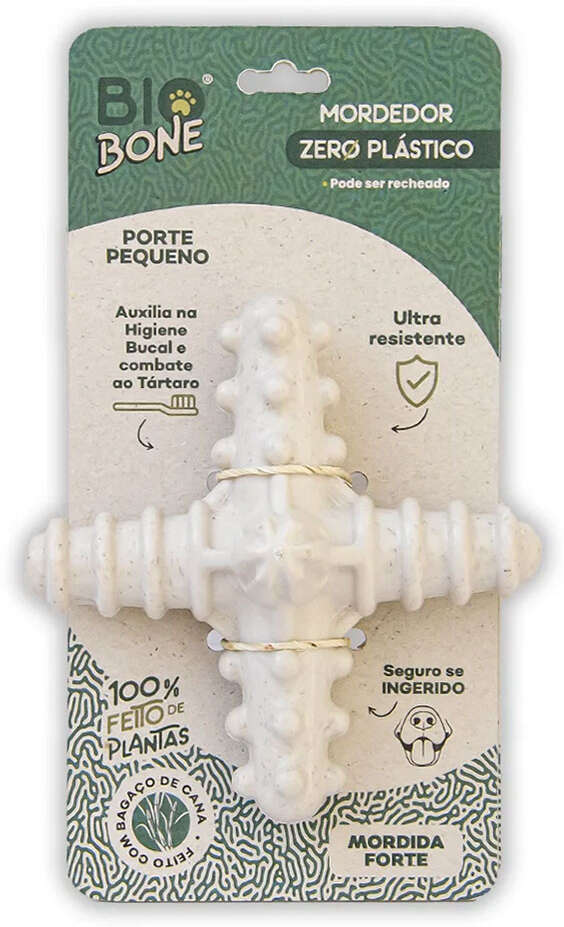 Brinquedo Modedor Bio Bone Asterisco Branco para Cães - Tam. P