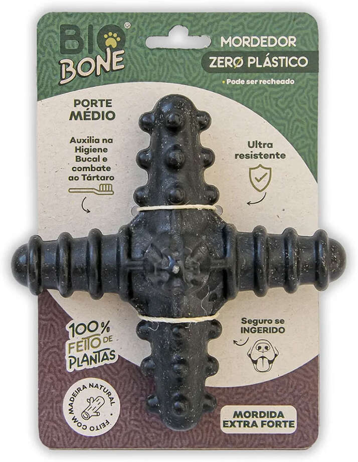 Brinquedo Modedor Bio Bone Asterisco Preto para Cães - Tam. G