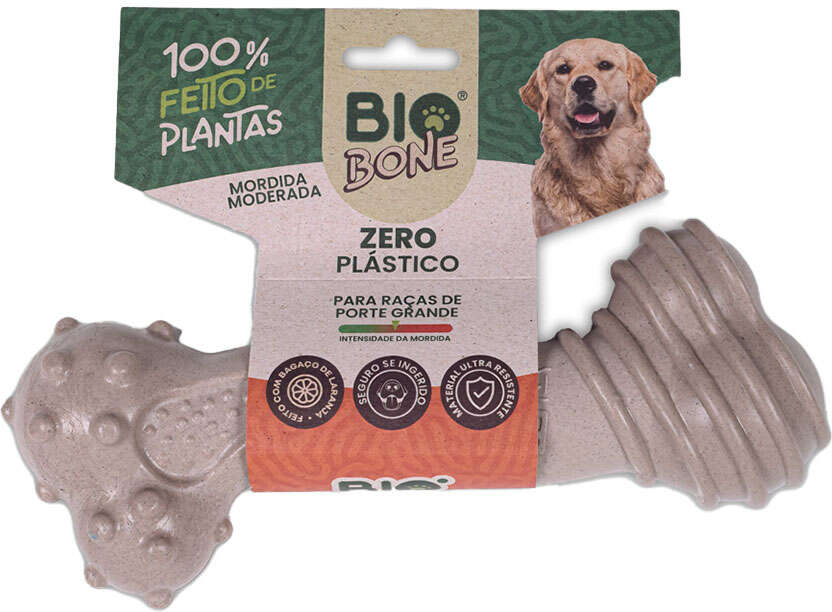 Brinquedo Modedor Bio Bone Ossão Gigante Bege para Cães - Tam. Único