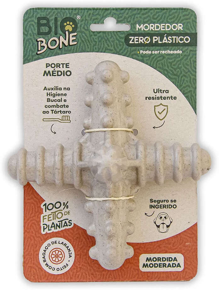 Brinquedo Modedor Bio Bone Asterisco Bege para Cães - Tam. G