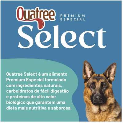 Ração Seca Quatree Select para Cães Adultos Raças Médias e Grandes Sabor Carne Com Arroz e Batata Doce