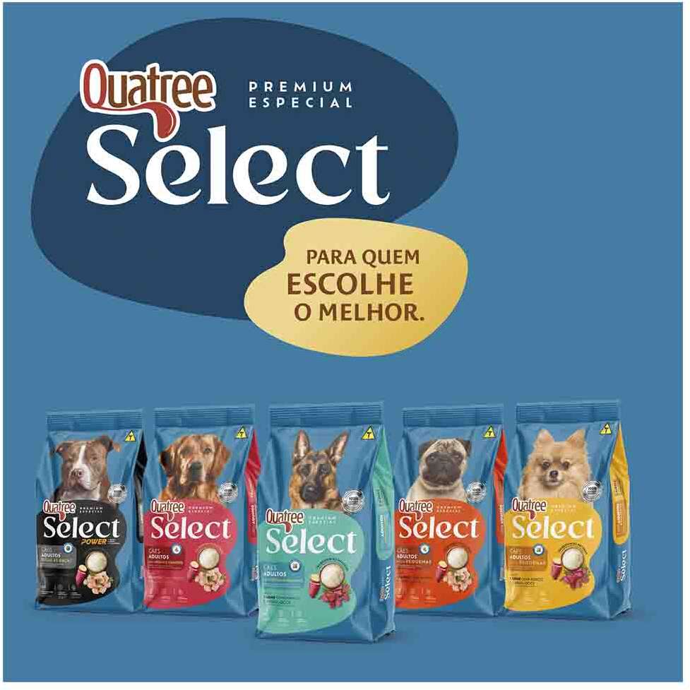 Ração Seca Quatree Select para Cães Adultos Raças Médias e Grandes Sabor Carne Com Arroz e Batata Doce - 20Kg