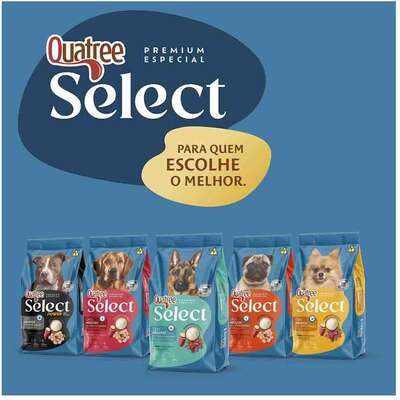 Ração Seca Quatree Select para Cães Adultos Raças Médias e Grandes Sabor Carne Com Arroz e Batata Doce