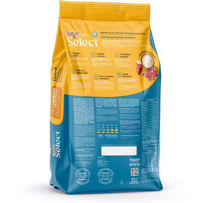 Ração Seca Quatree Select para Cães Adultos Raças Pequenas Sabor Carne Com Arroz e Batata Doce