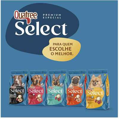 Ração Seca Quatree Select para Cães Adultos Raças Pequenas Sabor Carne Com Arroz e Batata Doce
