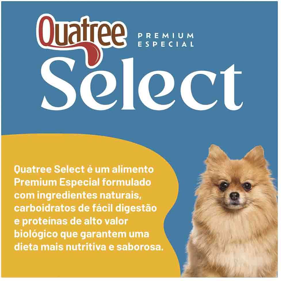Ração Seca Quatree Select para Cães Adultos Raças Pequenas Sabor Carne Com Arroz e Batata Doce - 10,1Kg