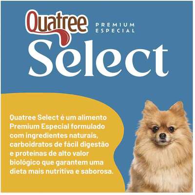 Ração Seca Quatree Select para Cães Adultos Raças Pequenas Sabor Carne Com Arroz e Batata Doce