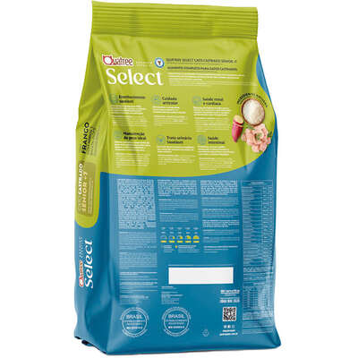 Ração Seca Quatree Select para Gatos Castrados Sênior +7 Sabor Frango com Arroz e Batata Doce