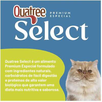 Ração Seca Quatree Select para Gatos Castrados Sênior +7 Sabor Frango com Arroz e Batata Doce