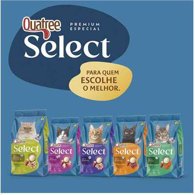 Ração Seca Quatree Select para Gatos Castrados Sênior +7 Sabor Frango com Arroz e Batata Doce