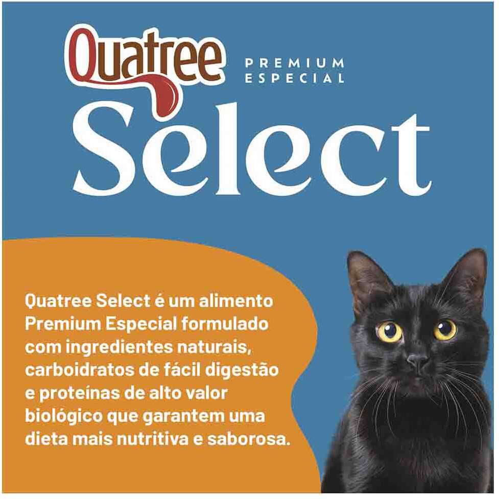 Ração Seca Quatree Select para Gatos Castrados Sabor Carne com Arroz e Batata Doce - 10,1Kg