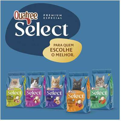Ração Seca Quatree Select para Gatos Castrados Sabor Carne com Arroz e Batata Doce