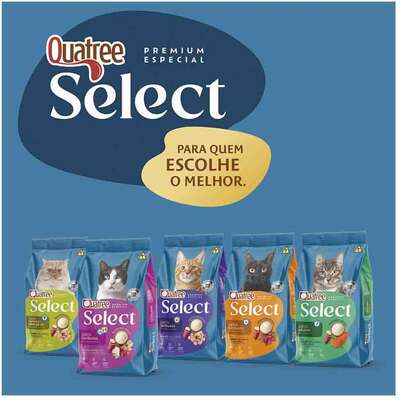 Ração Seca Quatree Select para Gatos Castrados Sabor Mix de Carne com Arroz e Batata Doce
