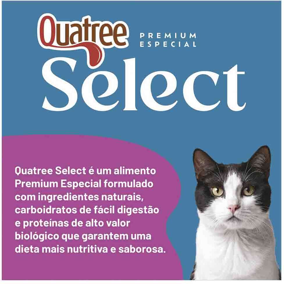 Ração Seca Quatree Select para Gatos Castrados Sabor Mix de Carne com Arroz e Batata Doce - 1Kg