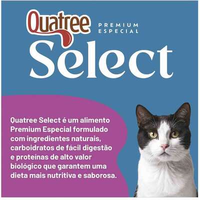 Ração Seca Quatree Select para Gatos Castrados Sabor Mix de Carne com Arroz e Batata Doce