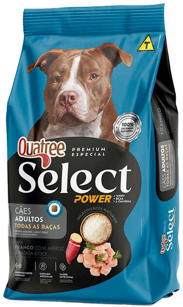 Ração Seca Quatree Select para Cães Adultos Sabor Frango com Arroz e Batata Doce - 15Kg