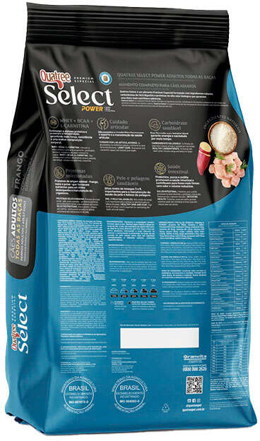 Ração Seca Quatree Select para Cães Adultos Sabor Frango com Arroz e Batata Doce - 15Kg