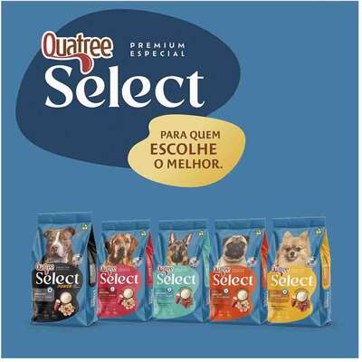 Ração Seca Quatree Select para Cães Adultos Sabor Frango com Arroz e Batata Doce
