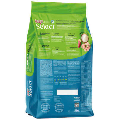 Ração Seca Quatree Select para Cães Sênio 7+ Raças Médias e Grandes Sabor Frango com arroz e Batata Doce