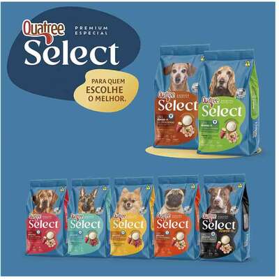 Ração Seca Quatree Select para Cães Sênio 7+ Raças Médias e Grandes Sabor Frango com arroz e Batata Doce