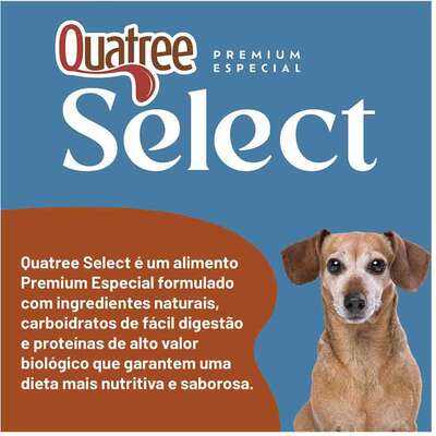 Ração Seca Quatree Select para Cães Sênior +7 Raças Pequenas Sabor Frango com Arroz e Batata Doce
