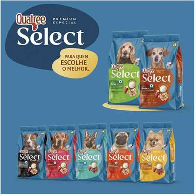 Ração Seca Quatree Select para Cães Sênior +7 Raças Pequenas Sabor Frango com Arroz e Batata Doce