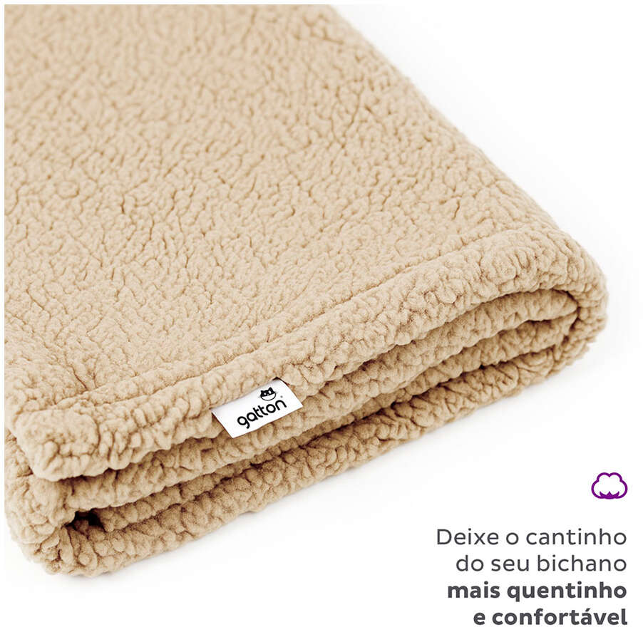 Manta Fofinha Gatton Carneirinho Extra Macia Avelã para Cães e Gatos - Tam. Único