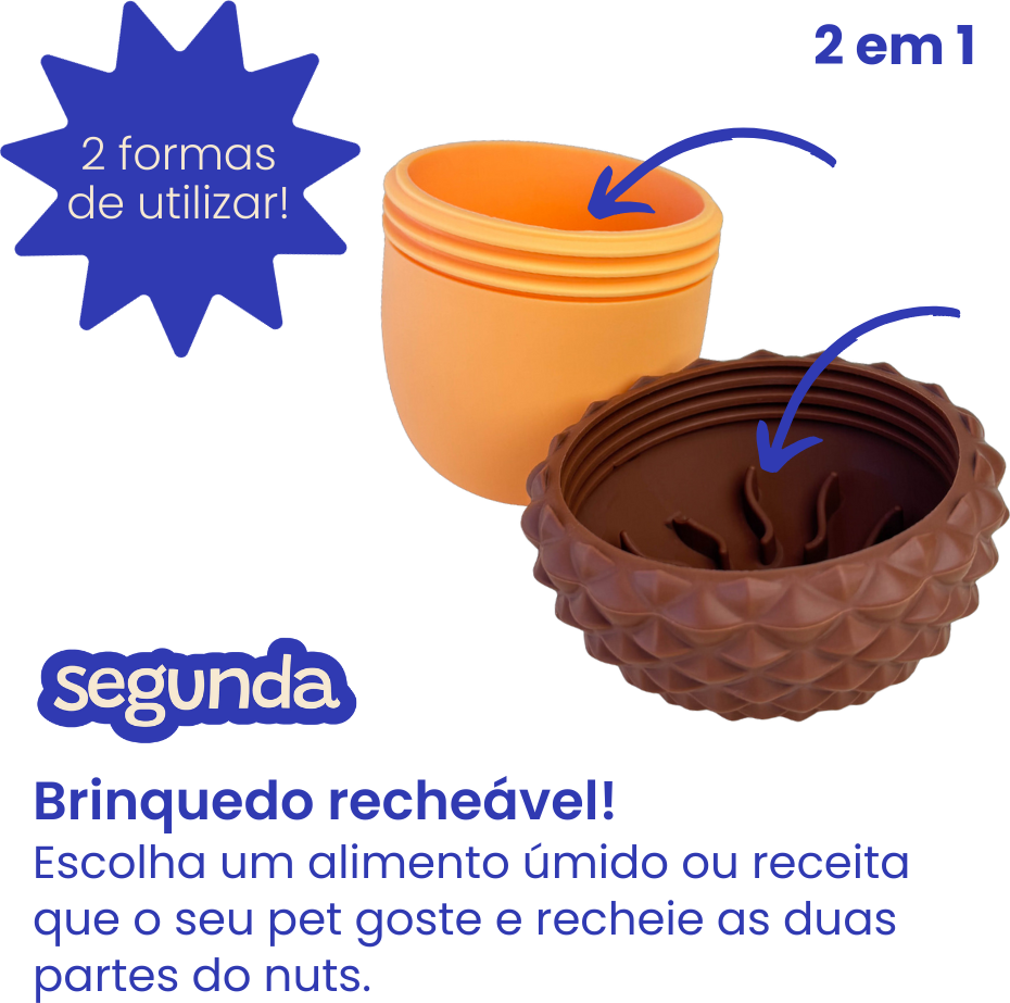 Brinquedo Interativo Nuts Fuzzie Dispenser e Recheável para Cães e Gatos - Tam. Único