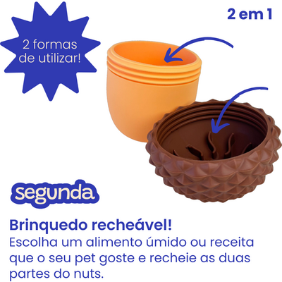 Brinquedo Interativo Nuts Fuzzie Dispenser e Recheável para Cães e Gatos