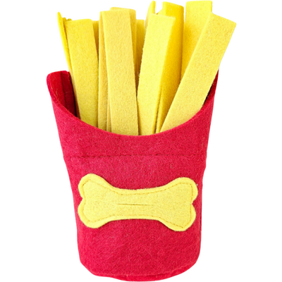 Brinquedo Interativo Batata Frita Fuzzie Recheável para Cães e Gatos”