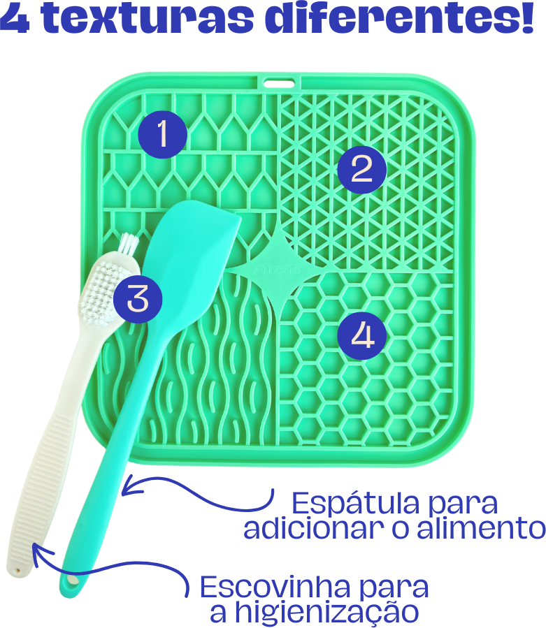 Brinquedo Interativo Tapete de Lamber Kit Fuzzie Verde para Cães e Gatos - Tam. Único
