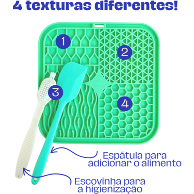Brinquedo Interativo Tapete de Lamber Kit Fuzzie Verde para Cães e Gatos