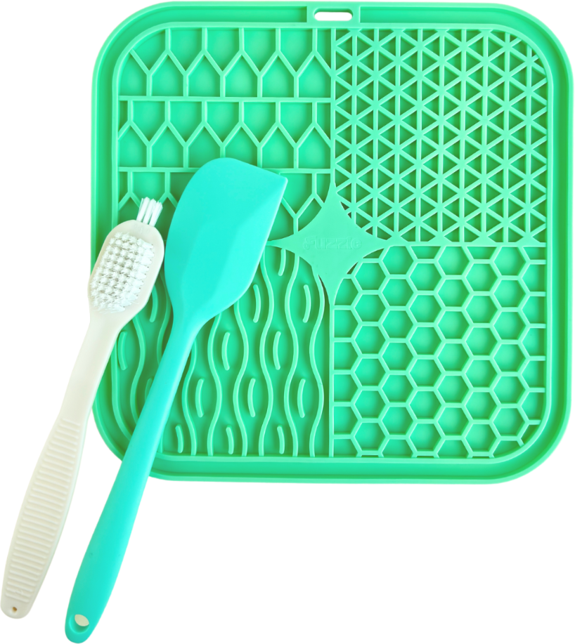 Brinquedo Interativo Tapete de Lamber Kit Fuzzie Verde para Cães e Gatos - Tam. Único