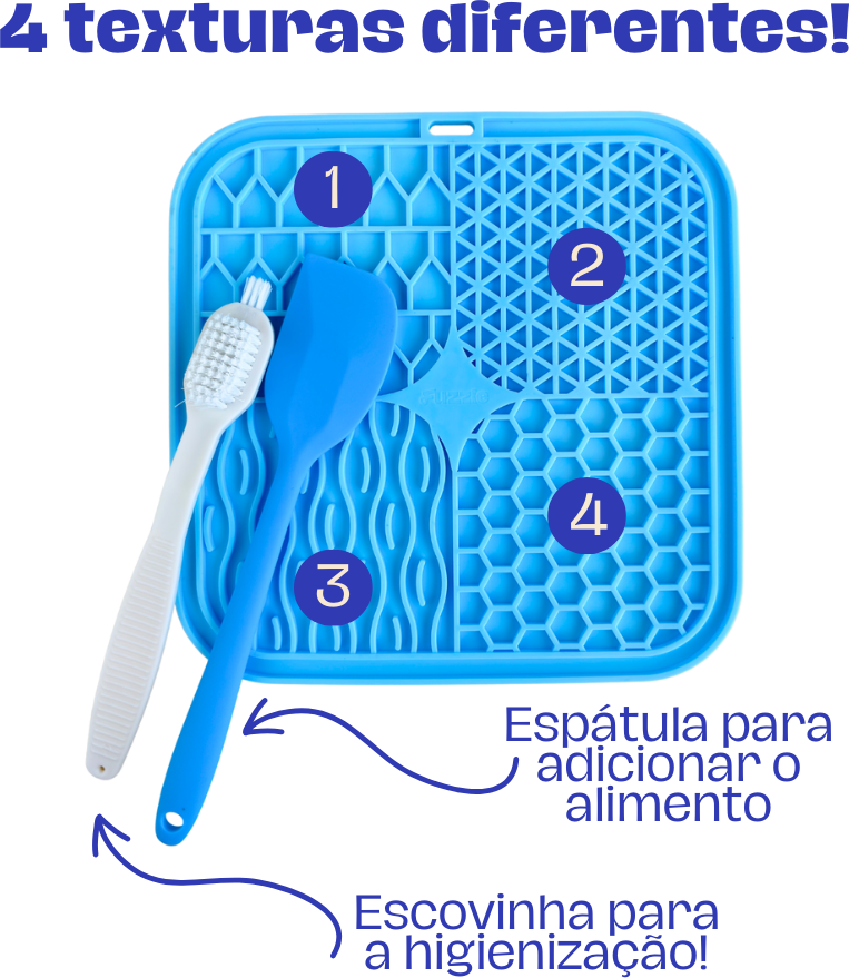 Brinquedo Interativo Tapete de Lamber Kit Fuzzie Azul para Cães e Gatos - Tam. Único