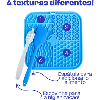 Brinquedo Interativo Tapete de Lamber Kit Fuzzie Azul para Cães e Gatos
